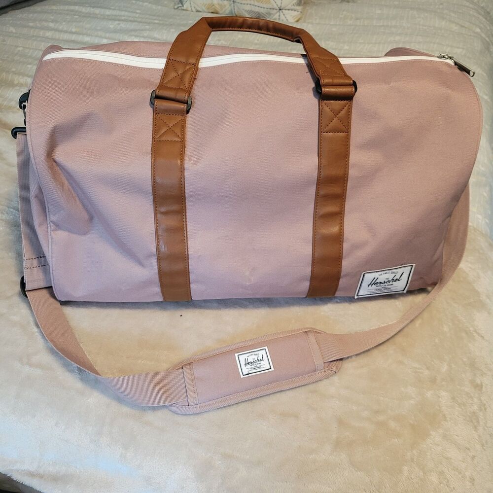 Herschel Novel Duffle Bag 43L Mauve With Brown Straps Travel Luggage Day Bag